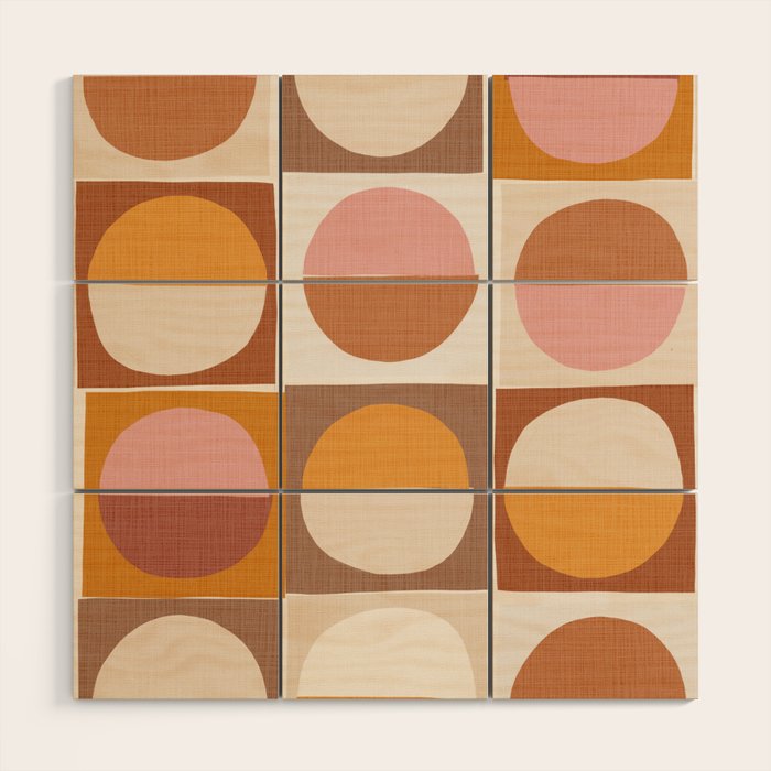 Minimal abstract sun and moon collage Wood Wall Art Gallery Image 1