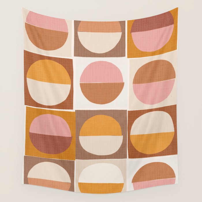 Minimal abstract sun and moon collage Wall Tapestry Gallery Image 4