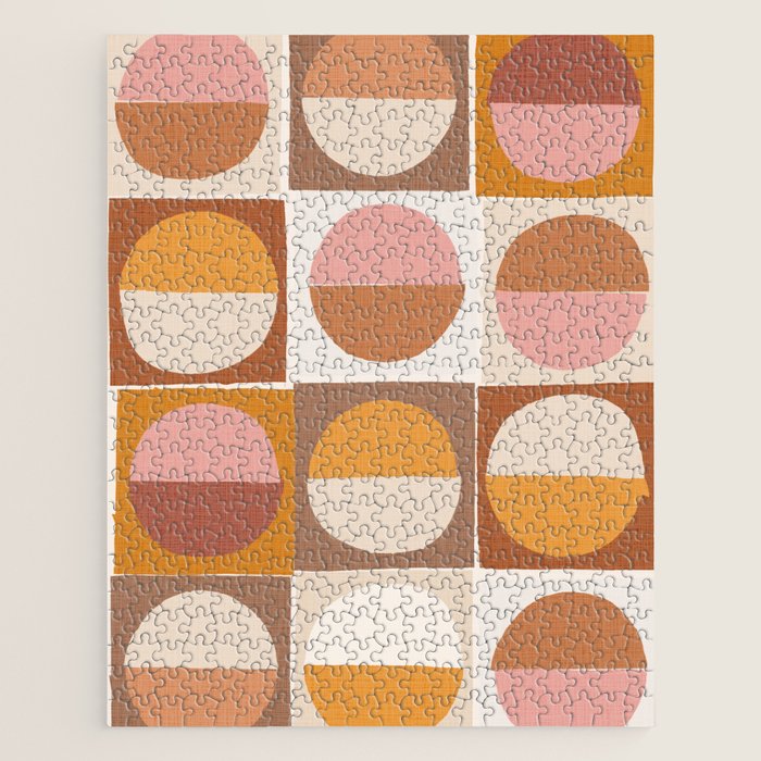 Minimal abstract sun and moon collage Jigsaw Puzzle Gallery Image 1