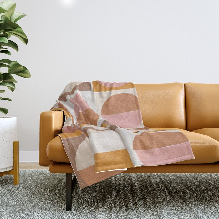 Minimal abstract sun and moon collage Throw Blanket Gallery Image 1