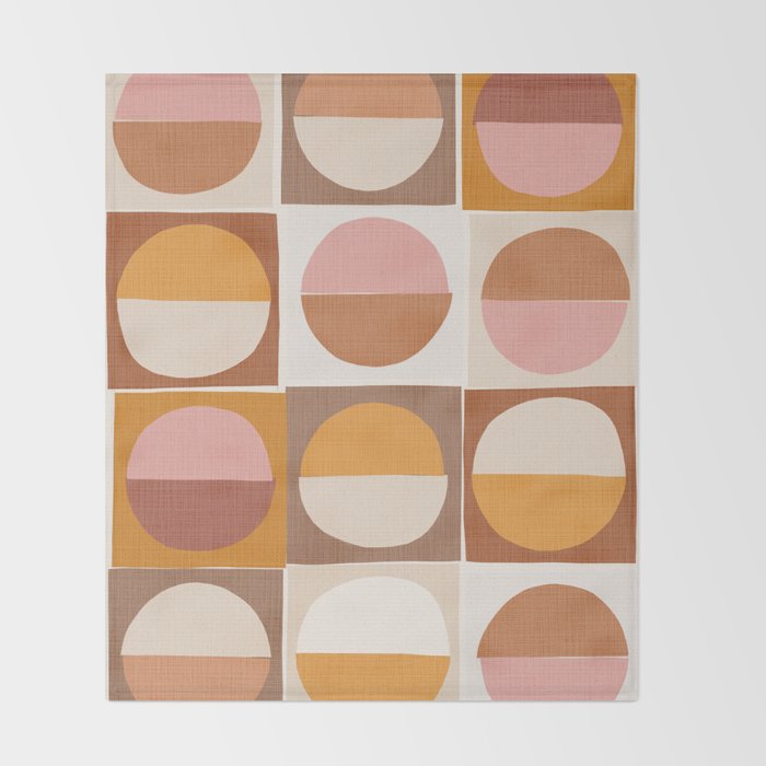 Minimal abstract sun and moon collage Throw Blanket Gallery Image 2