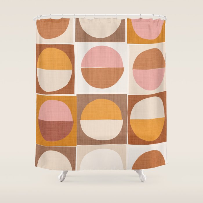 Minimal abstract sun and moon collage Shower Curtain Gallery Image 1