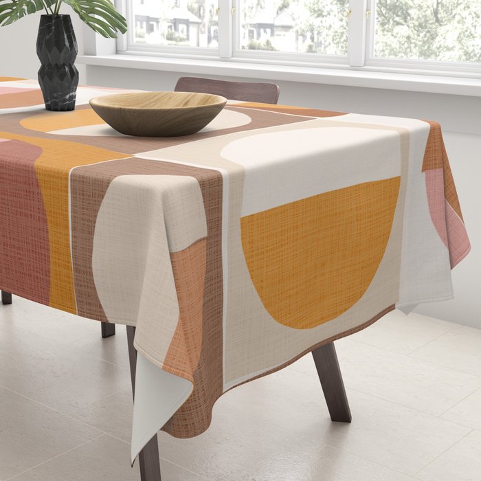 Minimal abstract sun and moon collage Tablecloth Gallery Image 3
