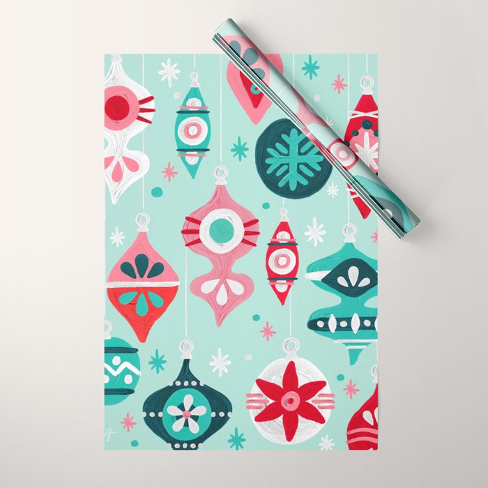 Christmas Ornaments - Mint Palette Wrapping Paper Gallery Image 1