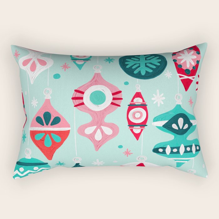 Christmas Ornaments - Mint Palette Rectangular Pillow Gallery Image 1