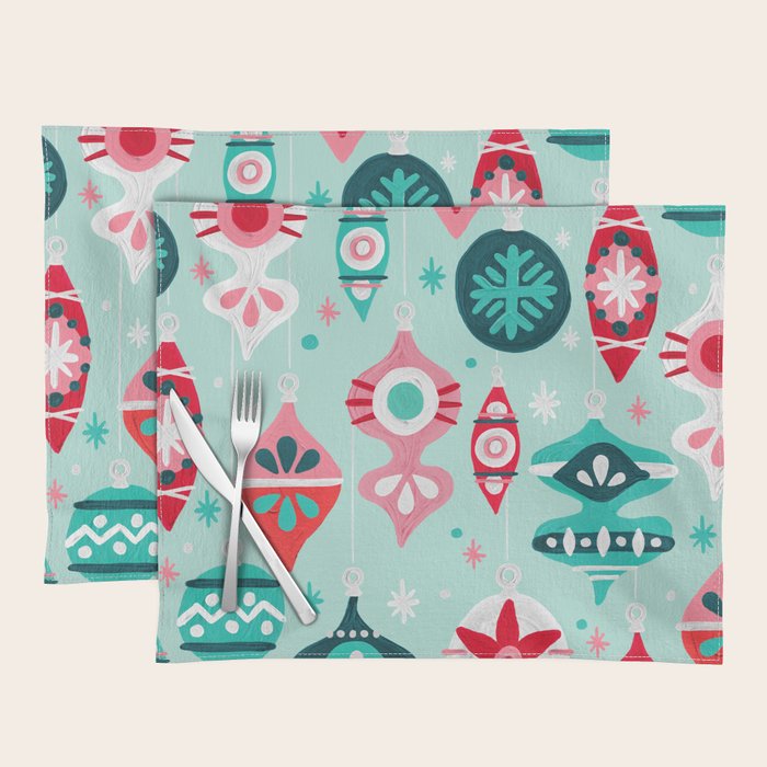 Christmas Ornaments - Mint Palette Placemat Gallery Image 1