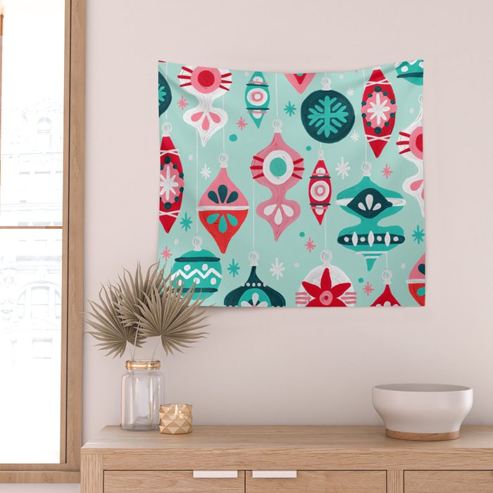 Christmas Ornaments - Mint Palette Wall Tapestry Gallery Image 2