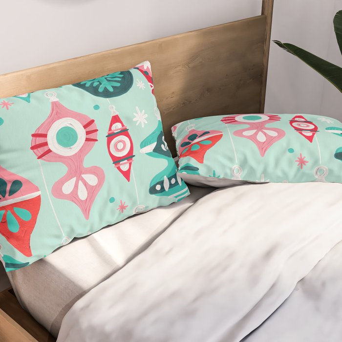 Christmas Ornaments - Mint Palette Pillow Sham Gallery Image 2