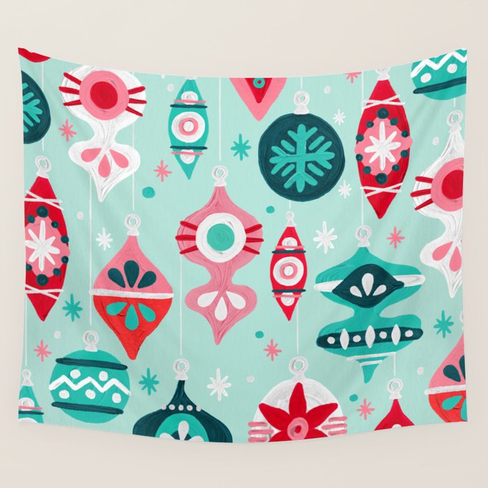 Christmas Ornaments - Mint Palette Wall Tapestry Gallery Image 4