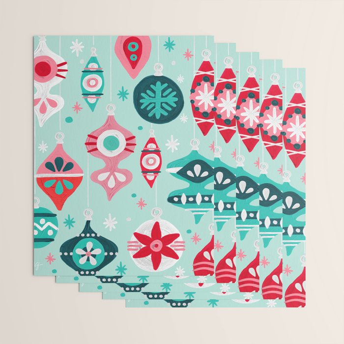 Christmas Ornaments - Mint Palette Wrapping Paper Gallery Image 3