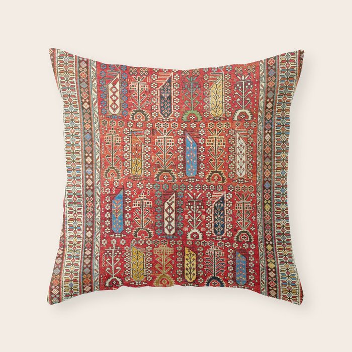 Shirvan Caucasian Antique Carpet Print Throw Pillow Gallery Image 6