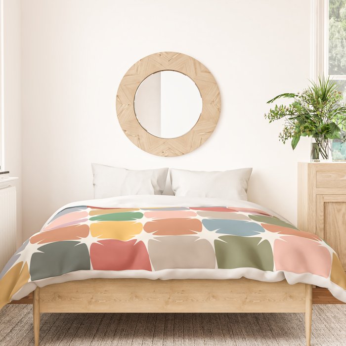 Retro Festive Sparkle Colorful Checker Duvet Cover Gallery Image 3