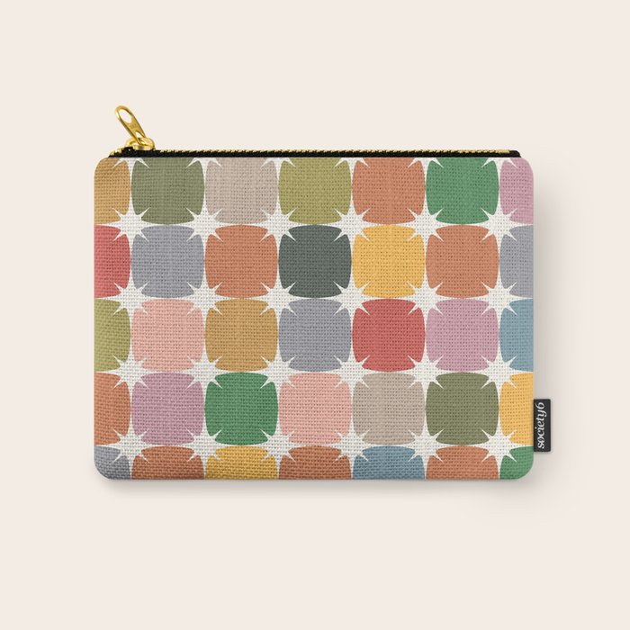 Retro Festive Sparkle Colorful Checker Carry All Pouch Gallery Image 1