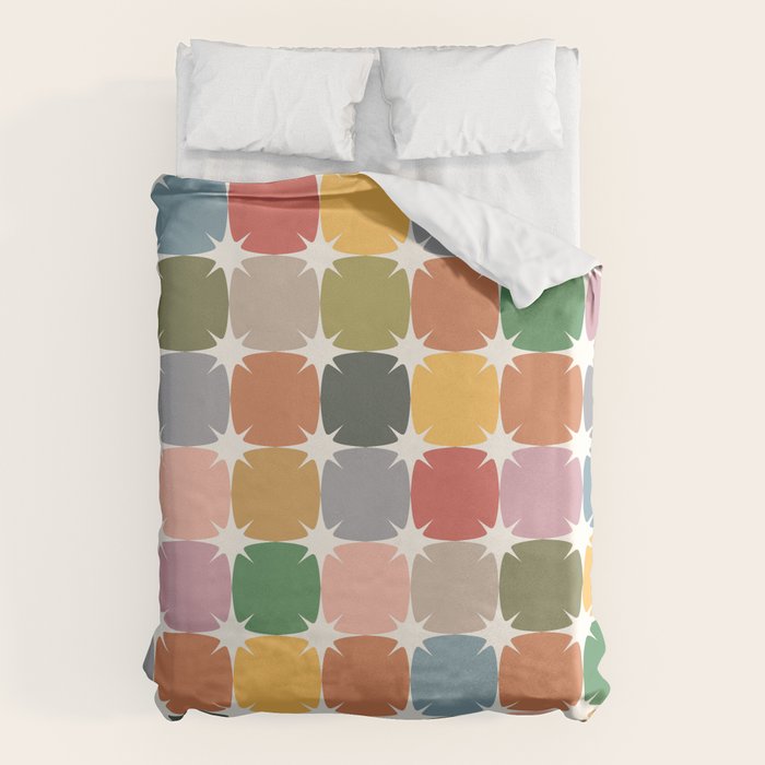 Retro Festive Sparkle Colorful Checker Duvet Cover Gallery Image 6