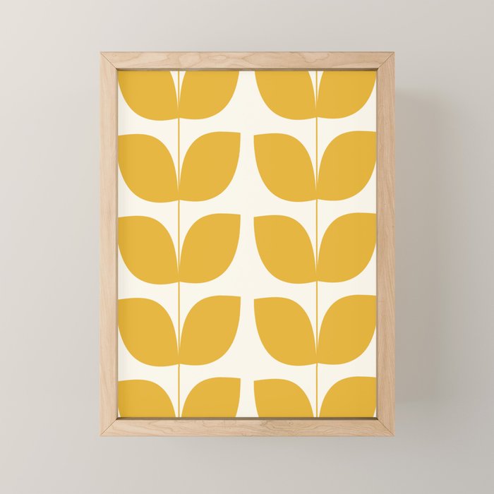 Mid Century Modern Leaves Yellow #society6 #buyart  Mini Art Print Gallery Image 1