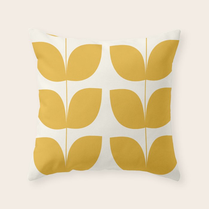 Mid Century Modern Leaves Yellow #society6 #buyart  Throw Pillow Gallery Image 1