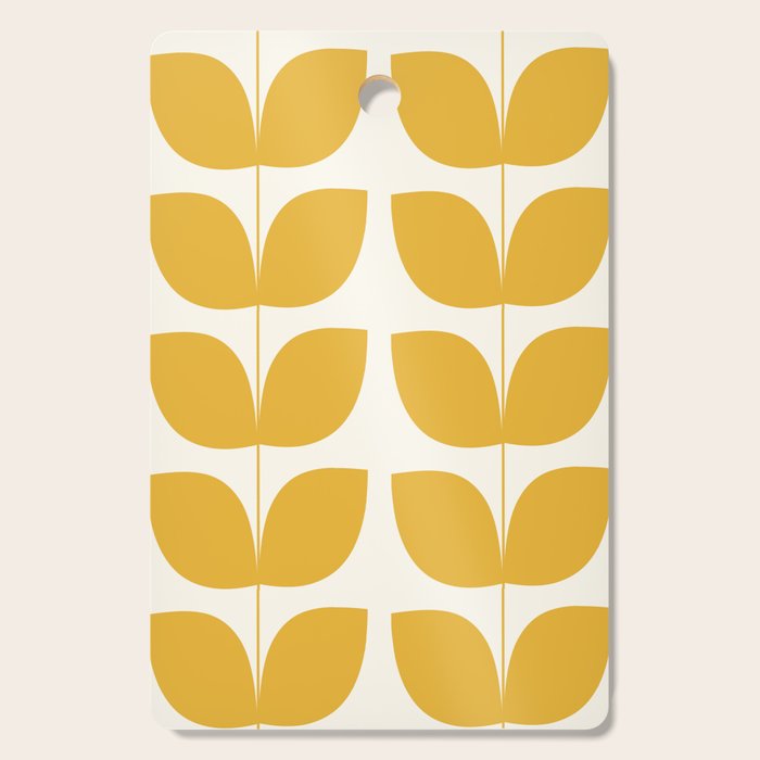 Mid Century Modern Leaves Yellow #society6 #buyart  Cutting Board Gallery Image 1