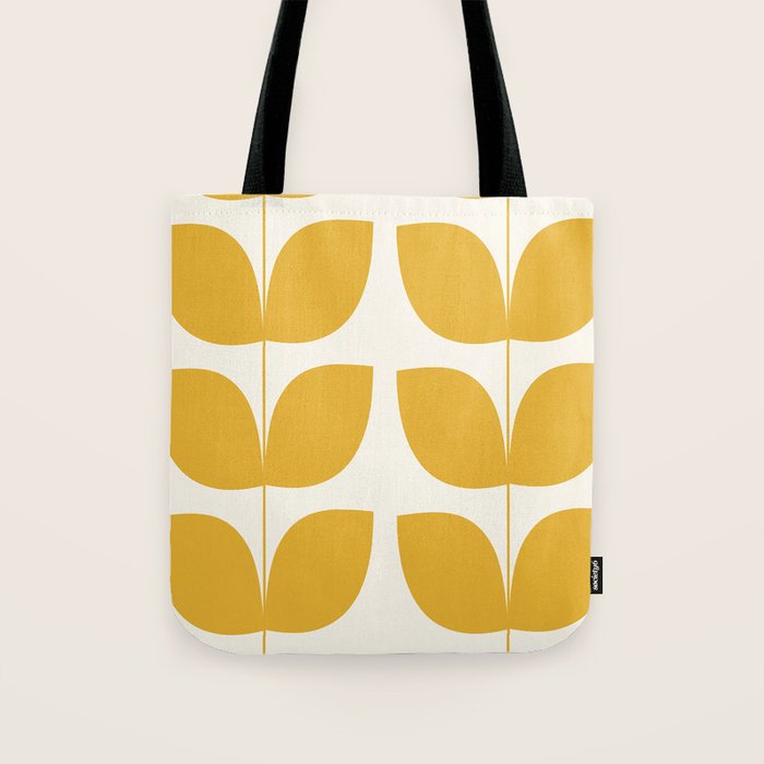 Mid Century Modern Leaves Yellow #society6 #buyart  Tote Bag Gallery Image 1