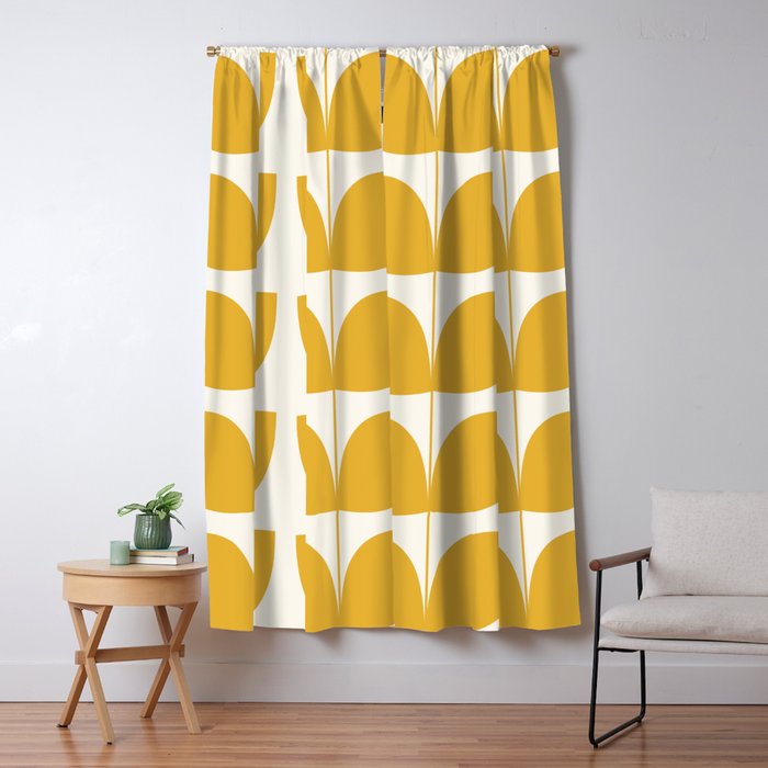 Mid Century Modern Leaves Yellow #society6 #buyart  Window Curtain