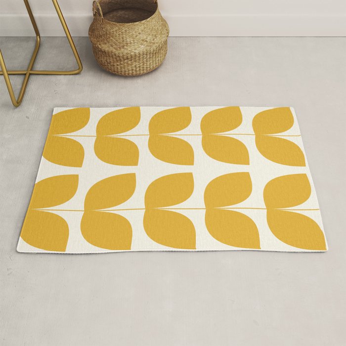 Mid Century Modern Leaves Yellow #society6 #buyart  Rug Gallery Image 1