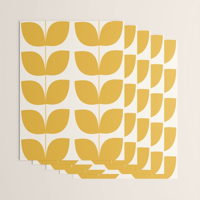 Mid Century Modern Leaves Yellow #society6 #buyart  Wrapping Paper Gallery Image 3
