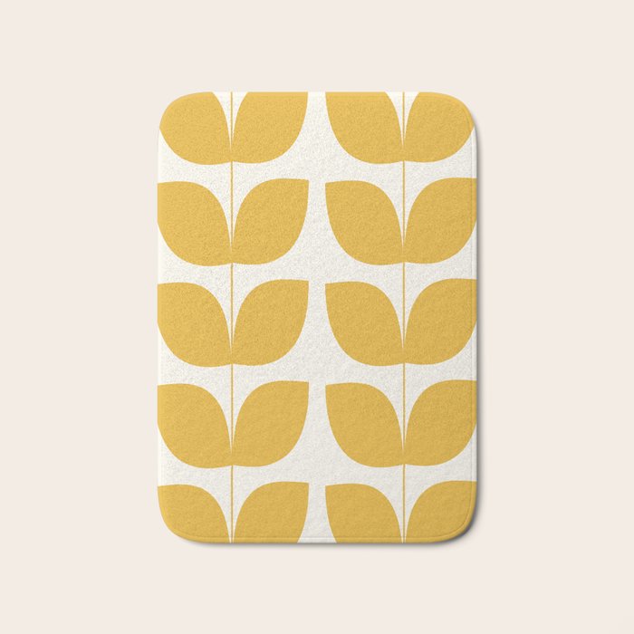 Mid Century Modern Leaves Yellow #society6 #buyart  Bath Mat Gallery Image 1