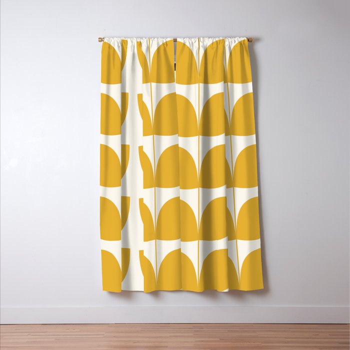 Mid Century Modern Leaves Yellow #society6 #buyart  Window Curtain Gallery Image 3