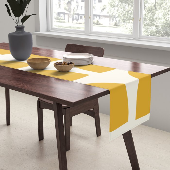Mid Century Modern Leaves Yellow #society6 #buyart  Table Runner Gallery Image 2