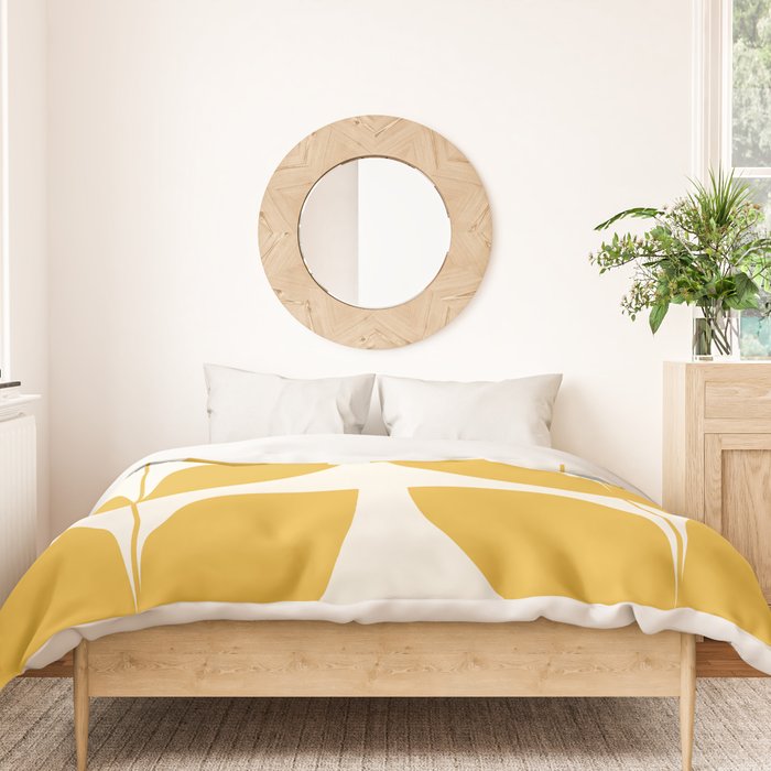 Mid Century Modern Leaves Yellow #society6 #buyart  Duvet Cover Gallery Image 3