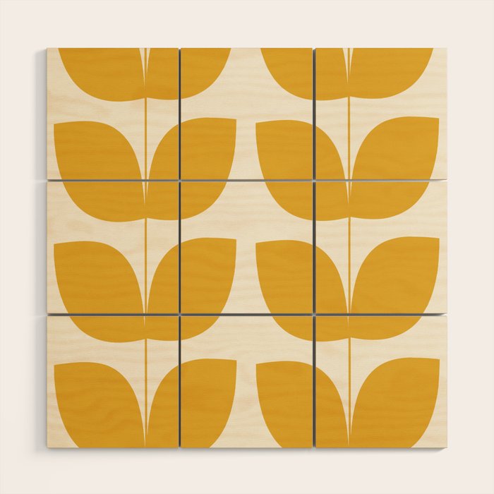 Mid Century Modern Leaves Yellow #society6 #buyart  Wood Wall Art Gallery Image 1