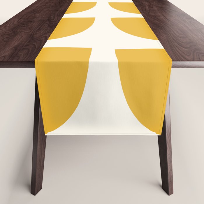 Mid Century Modern Leaves Yellow #society6 #buyart  Table Runner Gallery Image 1