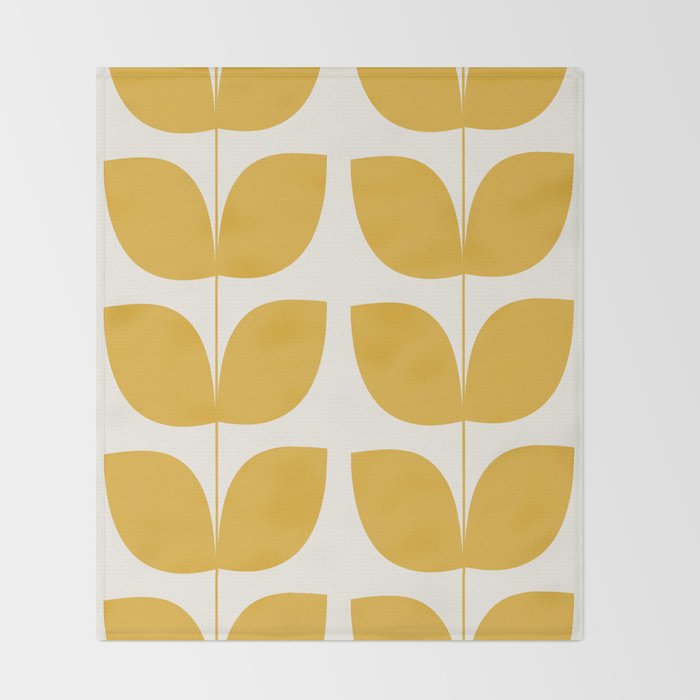 Mid Century Modern Leaves Yellow #society6 #buyart  Throw Blanket Gallery Image 2