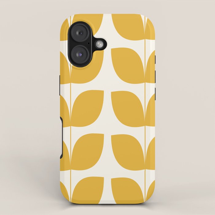 Mid Century Modern Leaves Yellow #society6 #buyart  iPhone Case Gallery Image 1