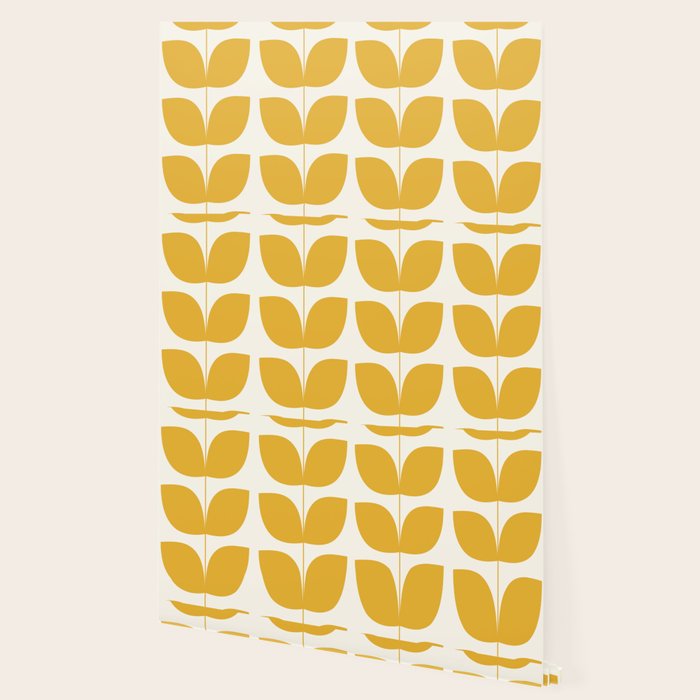 Mid Century Modern Leaves Yellow #society6 #buyart  Wallpaper Gallery Image 2