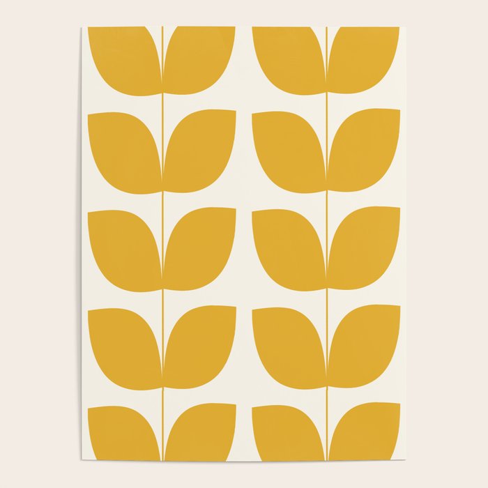 Mid Century Modern Leaves Yellow #society6 #buyart  Poster Gallery Image 4