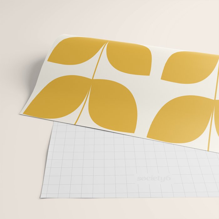 Mid Century Modern Leaves Yellow #society6 #buyart  Wrapping Paper Gallery Image 2