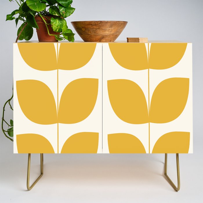 Mid Century Modern Leaves Yellow #society6 #buyart  Credenza Gallery Image 1