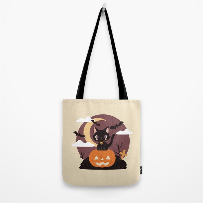 Spooky Cat on a Pumpkin Tote Bag Gallery Image 2