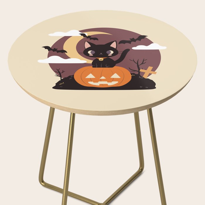 Spooky Cat on a Pumpkin Side Table Gallery Image 2