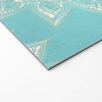 Elegant White Gold Mandala Sky Blue Welcome Mat Gallery Image 2