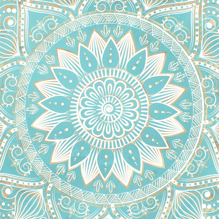Elegant White Gold Mandala Sky Blue Coffee Mug Gallery Image 2
