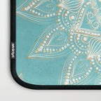Elegant White Gold Mandala Sky Blue Laptop Sleeve Gallery Image 3
