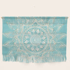 Elegant White Gold Mandala Sky Blue Wall Hanging Gallery Image 1