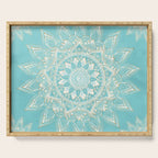 Elegant White Gold Mandala Sky Blue Serving Tray Gallery Image 1