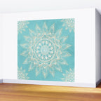 Elegant White Gold Mandala Sky Blue Wall Mural Gallery Image 2