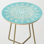 Elegant White Gold Mandala Sky Blue Side Table Gallery Image 2