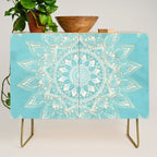 Elegant White Gold Mandala Sky Blue Credenza Gallery Image 1