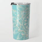 Elegant White Gold Mandala Sky Blue Travel Mug Gallery Image 3