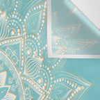 Elegant White Gold Mandala Sky Blue Wall Tapestry Gallery Image 3