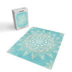 Elegant White Gold Mandala Sky Blue Jigsaw Puzzle Gallery Image 2
